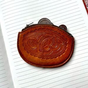 Leather embossed coin pouch